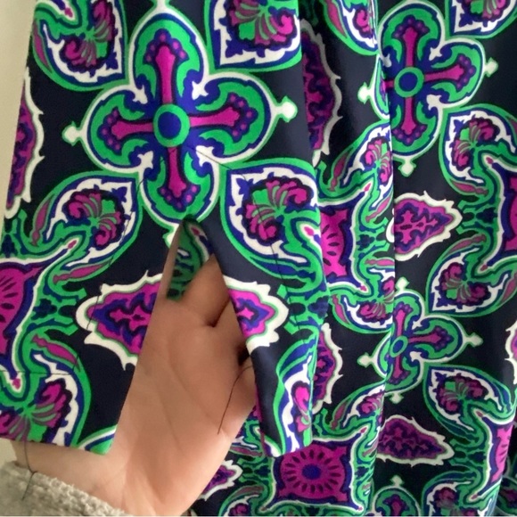 Jude Connally Michelle geometric purple and green collared dress - Picture 6 of 7